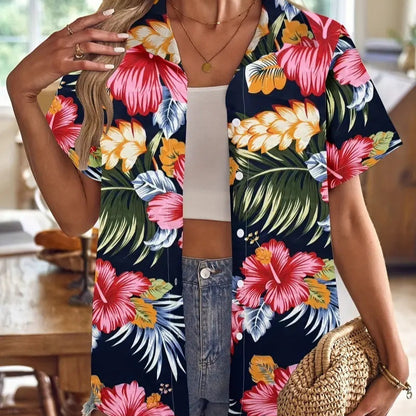 Casual Wild Plant Pattern Women's Short-sleeved Shirt