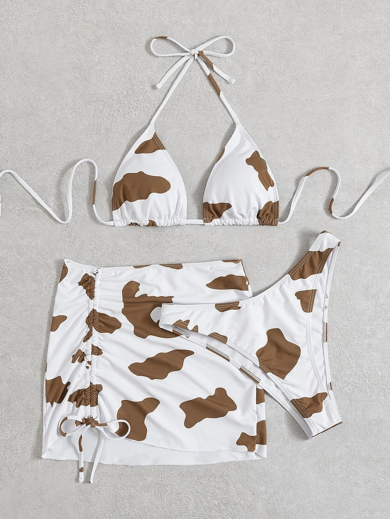 Women's Three-piece Cow Print Swimsuit