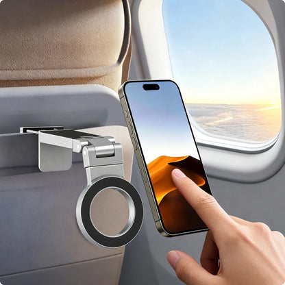 Magnetic Phone Stand For Travel, 360 Rotatable Foldable Desk Holder With N52 Strong Magnets, Portable Magsafe Compatible Mount For Airplane Train Car And Home Office