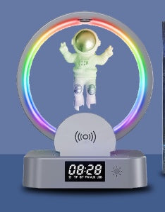 Magnetic Suspension Astronaut Bluetooth Clock Speaker Spaceman Audio Wireless Charging Subwoofer Creative Gift Decoration