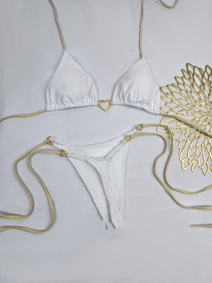European And American Lace Up Split Swimsuit Set Women's Bikini Swimsuit